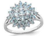 Aquamarine Cluster Ring 3/4 Carat (ctw) in Sterling Silver